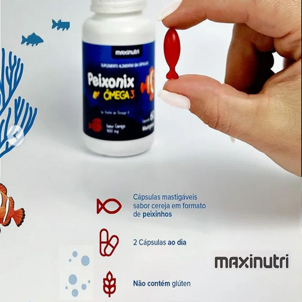 Suplemento Alimentar Maxinutri Peixonix Ômega 3 Cereja 400mg 60 Cáps